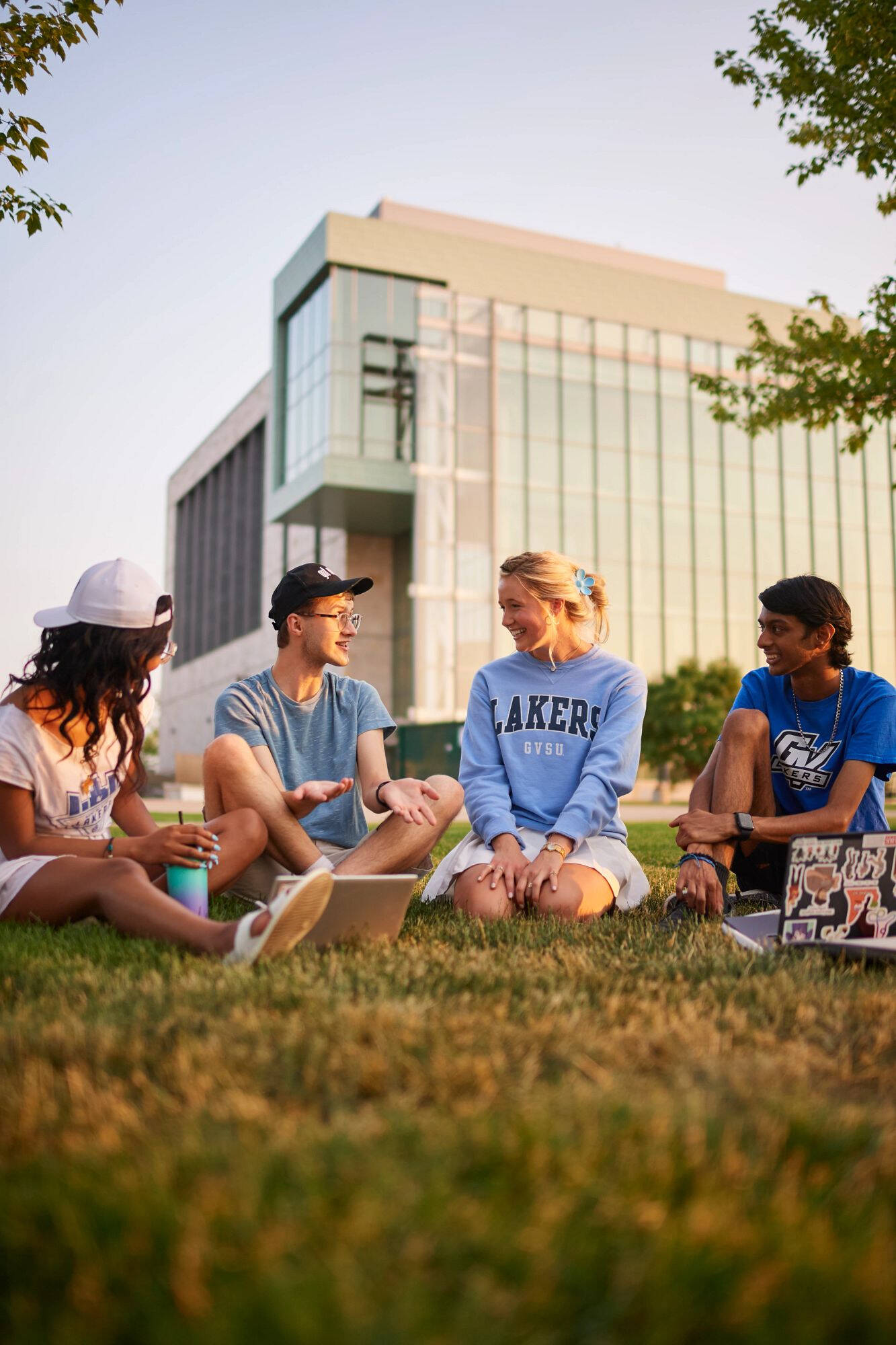 GVSU students in front of Mary Idema Pew.